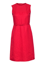 Current Boutique-Tory Burch - Bright Cranberry Red Textured Midi Sheath w/ Belt Sz 4