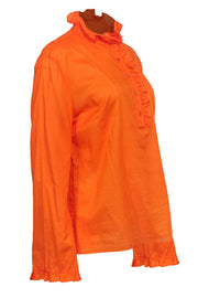 Current Boutique-Tory Burch - Bright Orange Cotton Ruffle Collar Top Sz 14