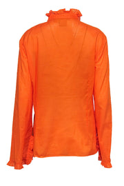 Current Boutique-Tory Burch - Bright Orange Cotton Ruffle Collar Top Sz 14