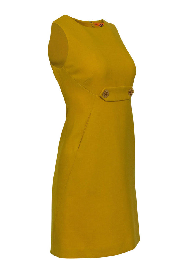 Current Boutique-Tory Burch - Bright Yellow Sheath Dress w/ Front Buttons Sz 2