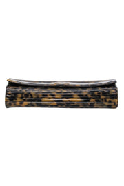 Current Boutique-Tory Burch - Brown & Black Leopard Print Textured Acrylic Fold-Over Clutch w/ Logo