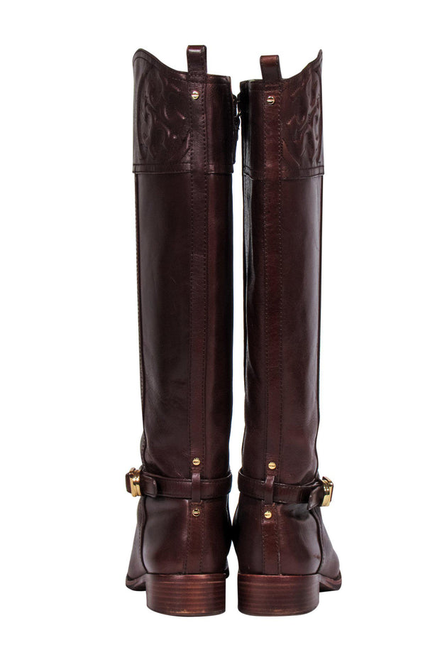Current Boutique-Tory Burch - Brown Leather Riding Boots w/ Buckle on Ankle Sz 7