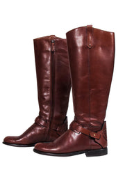 Current Boutique-Tory Burch - Brown Leather Riding Boots w/ Logo on Heel Sz 7
