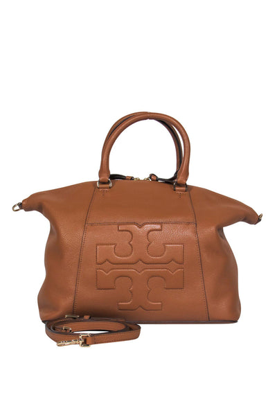 Current Boutique-Tory Burch - Brown Pebbled Leather Satchel w/ Logo