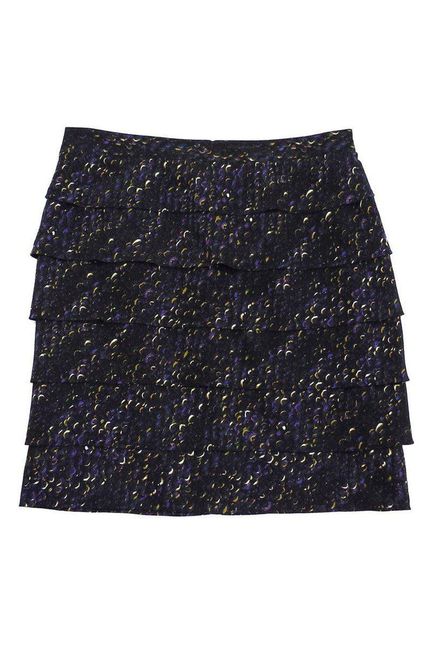 Current Boutique-Tory Burch - Brown & Purple Silk Ruffle Skirt Sz 10