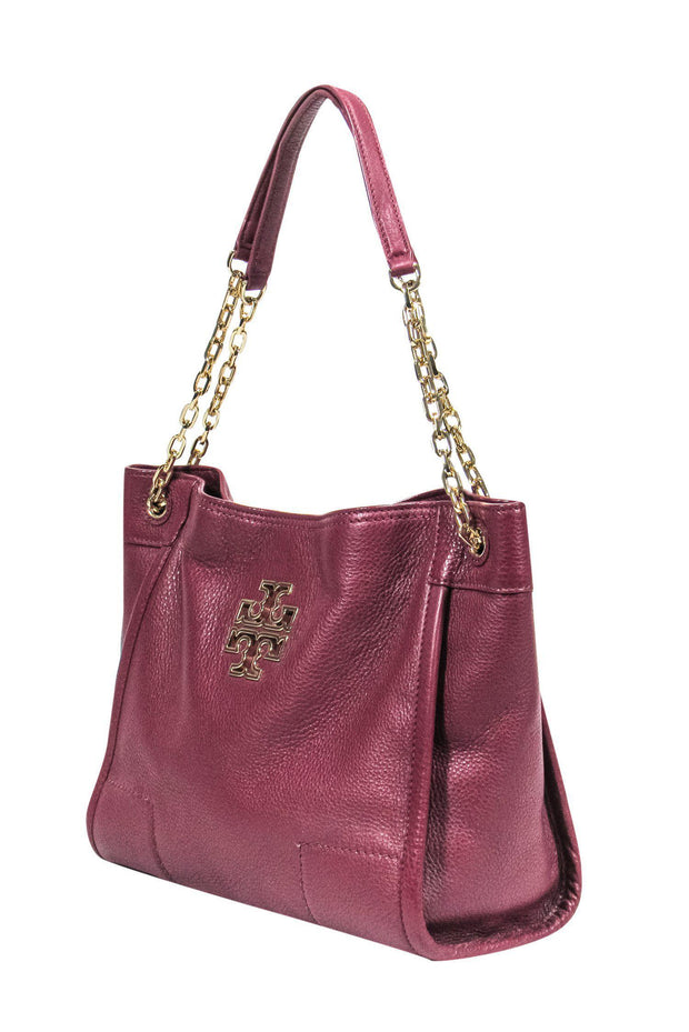 Current Boutique-Tory Burch - Burgundy Pebbled Leather Handbag