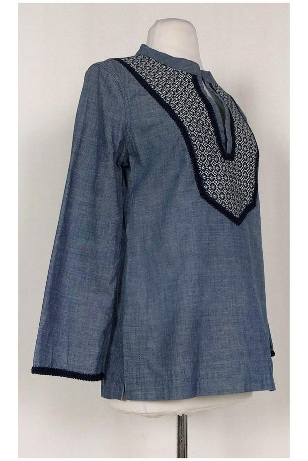 Current Boutique-Tory Burch - Chambray Embroidered Top Sz 6