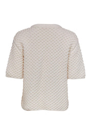 Current Boutique-Tory Burch - Cream Textured Short Sleeve Knit Sweater Sz M