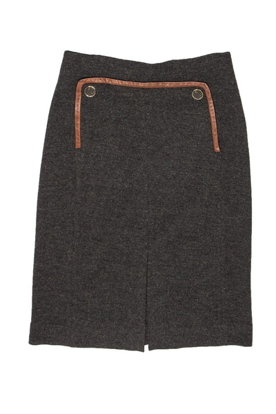 Current Boutique-Tory Burch - Dark Green Woven Pencil Skirt w/ Buttons Sz S