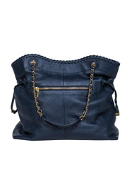 Current Boutique-Tory Burch - Dark Navy Pebbled Leather Tote w/ Chain Straps