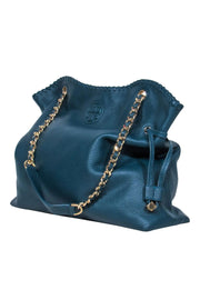Current Boutique-Tory Burch - Emerald Green Pebbled Leather Chain Strap Tote