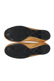 Current Boutique-Tory Burch - Gold Leather "Reva" Ballet Flats w/ Gold-Toned Logo Sz 10.5