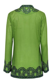 Current Boutique-Tory Burch - Green Cotton Long Sleeve Tunic w/ Beading Sz 10