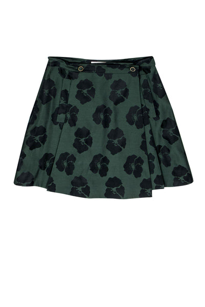 Current Boutique-Tory Burch - Green Floral Silk & Cotton Skirt Sz 10