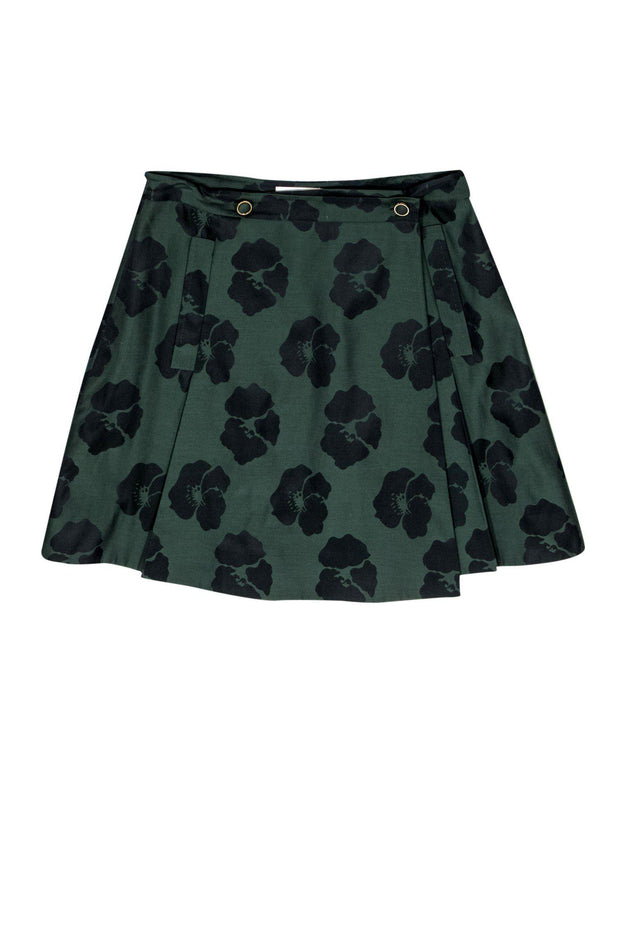 Current Boutique-Tory Burch - Green Floral Silk & Cotton Skirt Sz 10