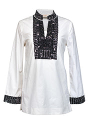 Current Boutique-Tory Burch - Ivory Embellished Tunic Sz 4