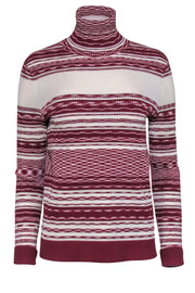 Current Boutique-Tory Burch - Ivory & Red Striped Turtleneck "Julie" Sweater Sz L