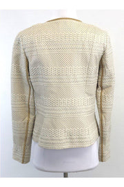 Current Boutique-Tory Burch - Ivory & Tan Leather Perforated Jacket Sz 8