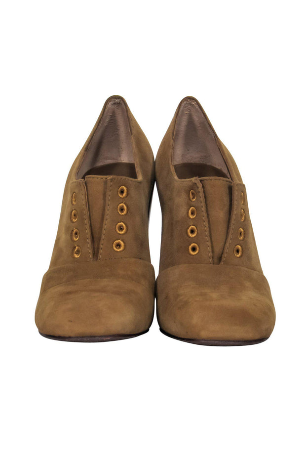 Current Boutique-Tory Burch - Light Brown Suede Oxford-Style Shooties Sz 8