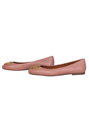 Current Boutique-Tory Burch - Light Pink Pebbled Leather Flats w/ Gold Logo Sz 7