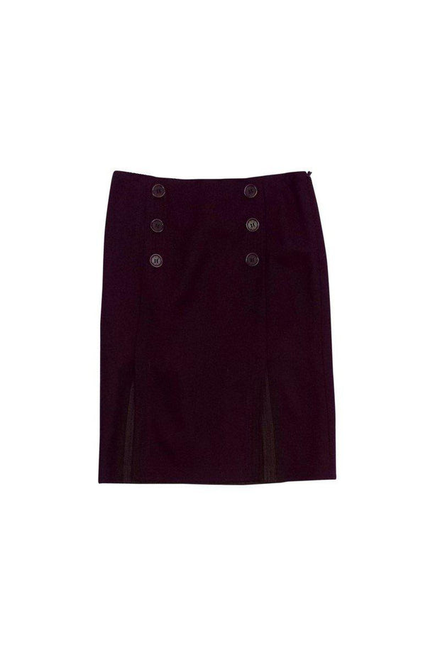 Current Boutique-Tory Burch - Maroon Wool Front Slit Skirt Sz 2