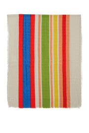 Current Boutique-Tory Burch - Multi Striped Fringe Wool Blend Scarf