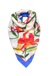 Current Boutique-Tory Burch - Multicolor Bright Floral Silk Printed Scarf