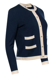 Current Boutique-Tory Burch - Nautical Navy Wool Cardigan w/ Pearl Button Accents Sz S