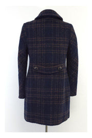 Current Boutique-Tory Burch - Navy & Brown Denise Plaid Boucle Coat Sz 2