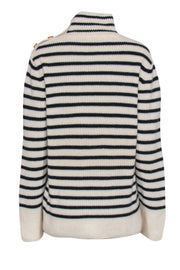 Current Boutique-Tory Burch - Navy & Cream Mock Neck Sweater w/ Buttons Sz XL