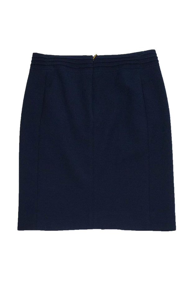 Current Boutique-Tory Burch - Navy Gold Zip Pencil Skirt Sz 2