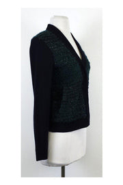 Current Boutique-Tory Burch - Navy & Green Sparkle Cardigan Sz XS