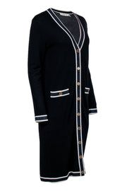 Current Boutique-Tory Burch - Navy Merino Wool Longline Cardigan Sz M