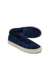 Current Boutique-Tory Burch - Navy Suede Laser Cut Slip Ons Sz 8.5