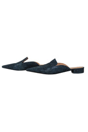 Current Boutique-Tory Burch - Navy Suede Metallic Chambray Mules w/ Pointed Toe Sz 10.5