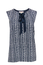 Current Boutique-Tory Burch - Navy & White Printed Tank w/ Bow Sz 4