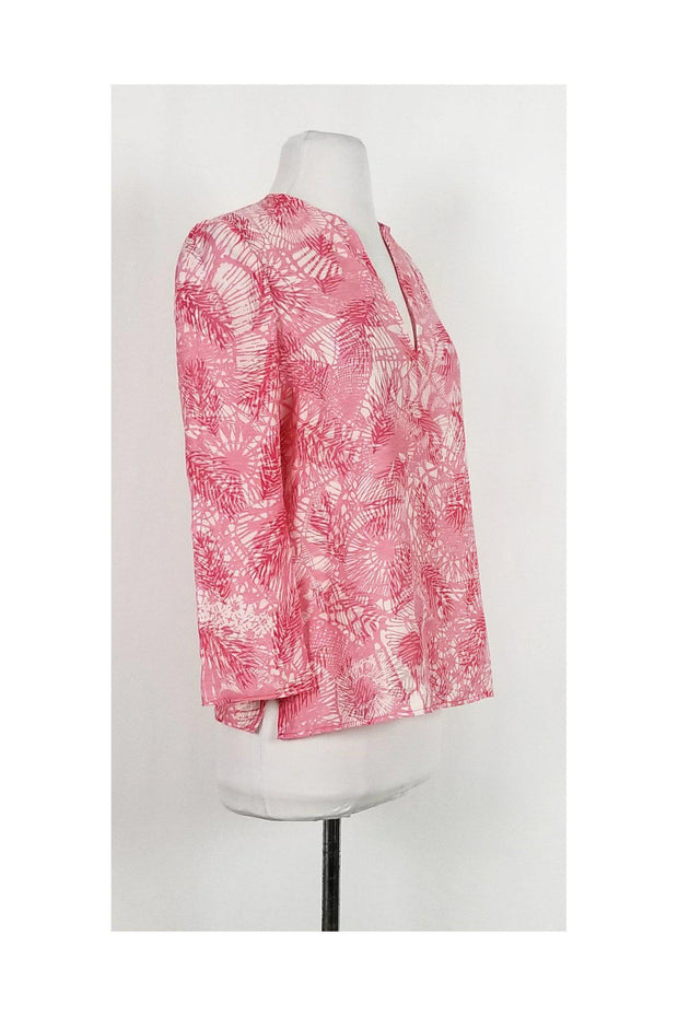 Current Boutique-Tory Burch - Pink Leaf Print Top Sz 0