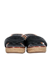 Current Boutique-Tory Burch - Quilted Black Leather Espadrille Slides Sz 8.5