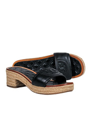 Current Boutique-Tory Burch - Quilted Black Leather Espadrille Slides Sz 8.5