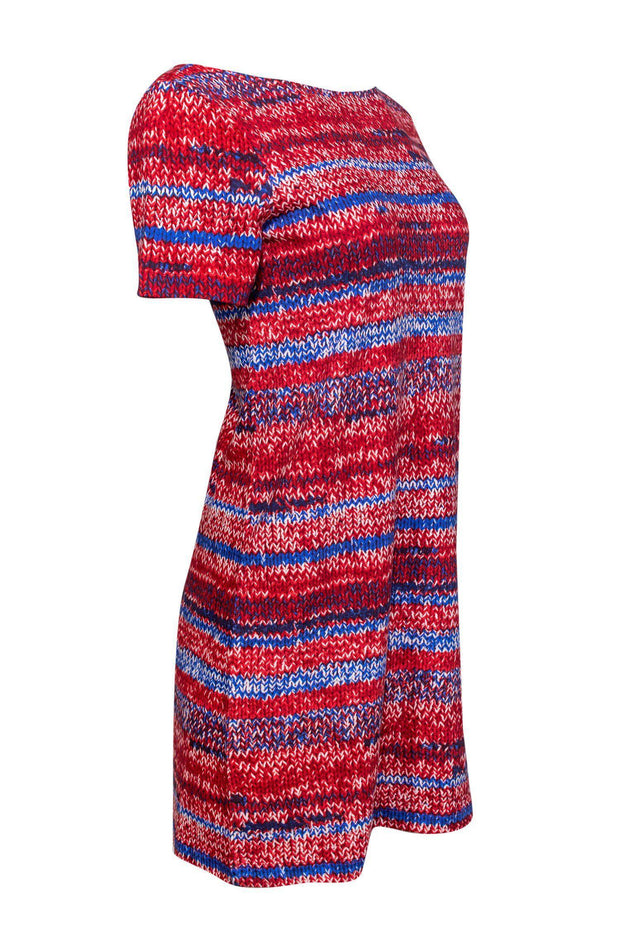 Current Boutique-Tory Burch - Red & Blue Printed Shift Dress Sz S