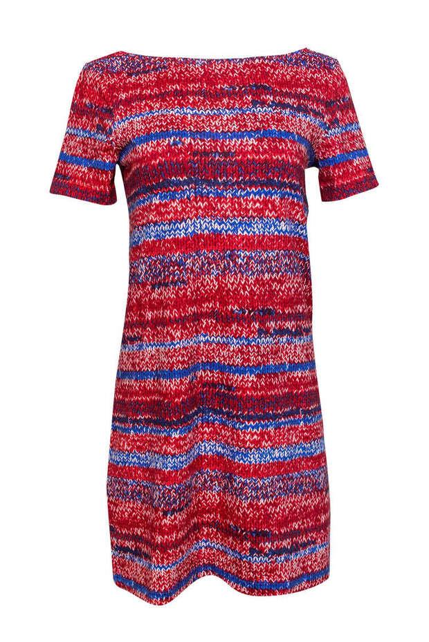 Current Boutique-Tory Burch - Red & Blue Printed Shift Dress Sz S