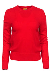 Current Boutique-Tory Burch - Red Cashmere Crewneck Knit Sweater Sz M