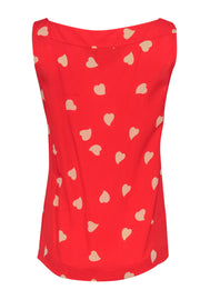 Current Boutique-Tory Burch - Red & Cream Heart Print Silk Tank w/ Tie Sz 6