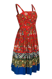 Current Boutique-Tory Burch - Red Floral Cotton A-Line Sundress Sz 6