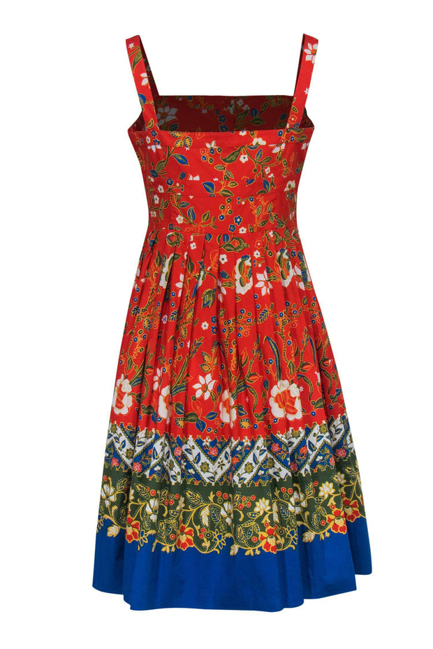 Current Boutique-Tory Burch - Red Floral Cotton A-Line Sundress Sz 6