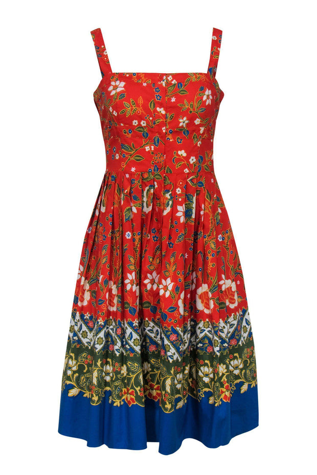 Current Boutique-Tory Burch - Red Floral Cotton A-Line Sundress Sz 6