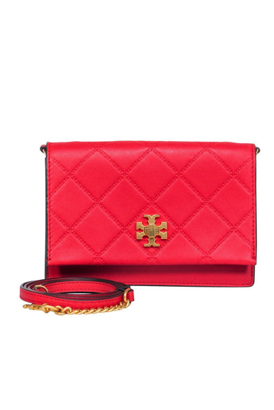 Current Boutique-Tory Burch - Red Leather Mini Embossed Crossbody