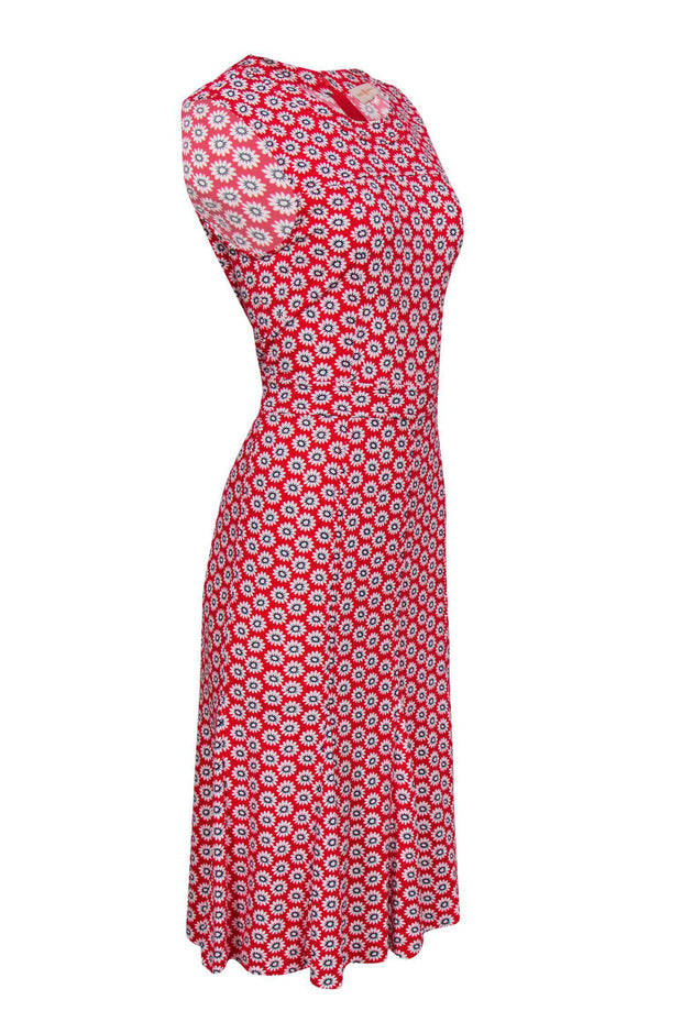 Current Boutique-Tory Burch - Red & White Floral Midi Dress Sz M