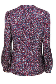 Current Boutique-Tory Burch - Red, White & Navy Speckled Button-Front Blouse Sz M