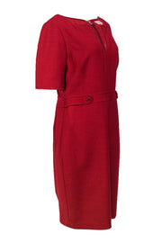 Current Boutique-Tory Burch - Red Wool Sheath Dress w/ Piping Sz 14